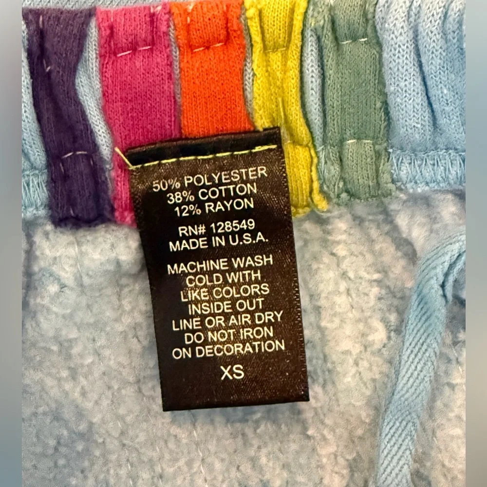 Aviator Nation 5-stripe Light Blue Sweatpants with Rainbow Stripe - Picture 6 of 6